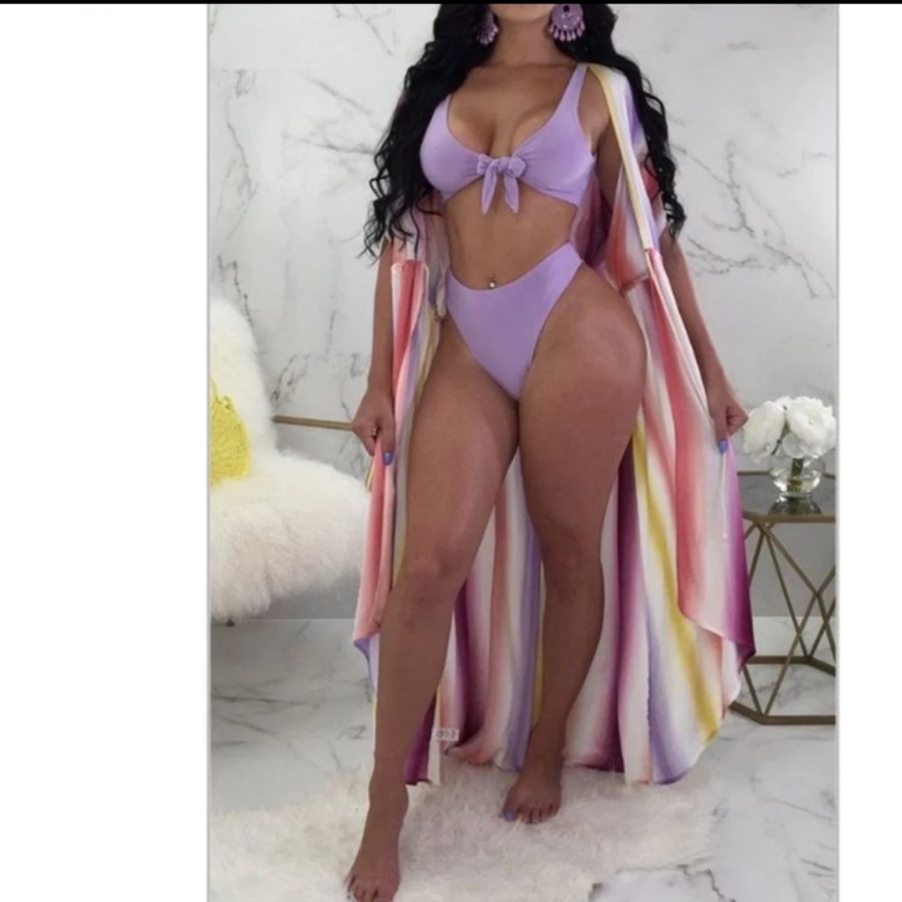 Fashion bikini set w kimono w glasses